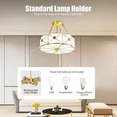 Vintage Ceiling Light Chandelier Stained Glass Lamp Flush Mount Fixture Tiffany - Image 1 of 4