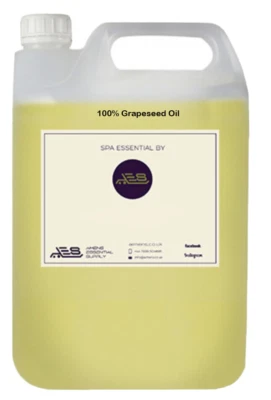 Grapeseed Oil 5 litre Pure Natural Carrier Oil Massage Skin 5000ml Grape Seed