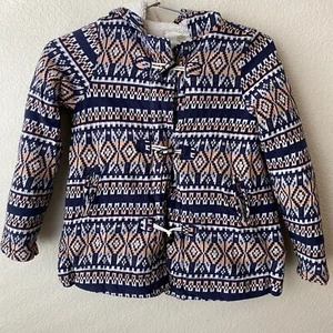 Tucker Tate Girls Jacket Size 8 Aztec Hoodie Peacoat Fleece Lined Sw07 - Picture 1 of 5