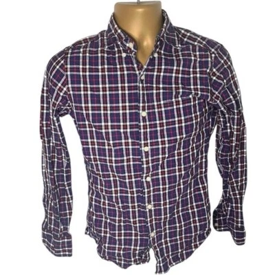 J. Crew Factory Plaid Slim Fit Casual Button Down Shirt Navy Combo XS - Image 1 of 4