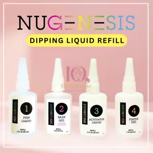 Nugenesis Dipping System Essentials Ricarica Liquida 2oz - Preparazione, Base, Attivatore, Top - Foto 1 di 5