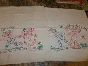 Hillbilly Paar Kissenbezüge handbemalt, romantischer Humor - King Size Hüllen - Bild 1 von 5