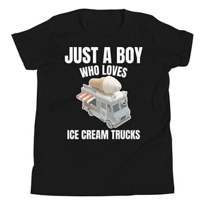 Just A Boy Who Loves Ice Cream Trucks Ice Cream Lover Youth T-Shirt - Picture 1 of 6