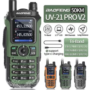 Baofeng UV-21 Pro V2 Walkie Talkies Schinken Zwei-Wege Radios Tri-Band lange Reichweite UV-5R - Bild 1 von 41
