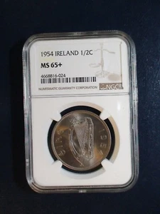 1954 Ireland HALF CROWN NGC MS65+ 1/2C Coin PRICED TO SELL QUICKLY!! - Picture 1 of 4