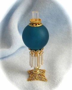 dollhouse doll house miniature ELECTRIC VICTORIAN TABLE LAMP DEEP BLUE - Picture 1 of 4