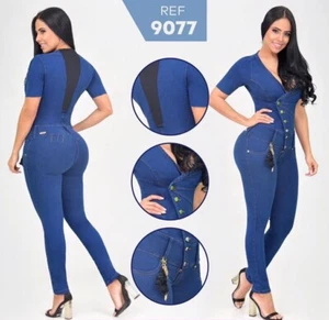 Romper Colombian Jean Buttlift Jumpsuit levantacola Enterizo Mono Push Up 9077 - Picture 1 of 5