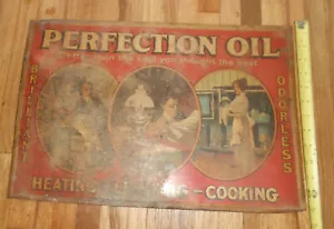 ANTIGUO LETRERO PUBLICITARIO PERFECTO GAS Y PETRÓLEO - MUY ESCASO - ESTAÑO SOBRE CARTÓN - Imagen 1 de 5