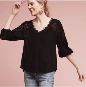 Anthropologie Weston Emmalyn Black Top XS Retail $118 - Picture 1 of 12