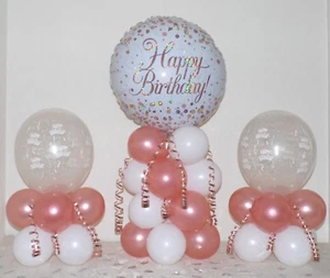 Happy Birthday -Rose Gold -3 Pack Party Set-Table Balloon Decoration Display Kit - Picture 1 of 4