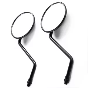 2PCS L+R Motorcycle Scooter Round Black Mirror 10mm Thread Rear Side View Mirror - Foto 1 di 9