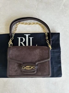 Neu Ralph Lauren Sydnee braune kastanienbraune Wildleder-Leder mittlere Schultertasche $ 450 - Bild 1 von 9