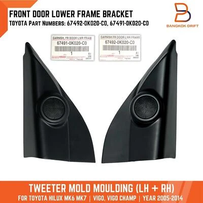 BLACK TWEETER MOULD FRONT DOOR LOWER FRAME FOR TOYOTA HILUX VIGO MK6 MK7 05-14 - Image 1 of 4