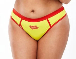 Sugar Daddy Thong 1x 2x Curvy Plus Queen Candy Pantie Yellow Red Hi Cut Lingerie - Picture 1 of 1