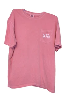 Delta Tau Delta Fraternity Dog Days Of Summer Pocket Pink T-Shirt Size Large - Picture 1 of 10