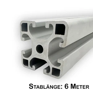 Aluprofil 40x40 mm | Nut 8 | Länge 6 Meter | Item kompatibel | Aluminium Alunut - Bild 1 von 8