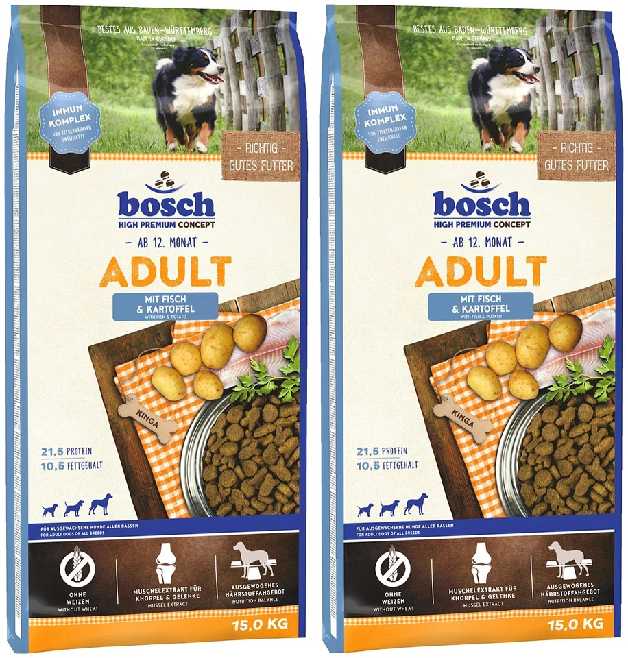 Bosch Hundefutter Adult mit Fisch & Kartoffel Trockenfutter 30kg (2 x 15kg) - Bild 1 von 4