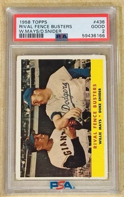 1958 Topps Rival Fence Busters Willie Mays Duke Snider PSA 2 Foto 1 de 2