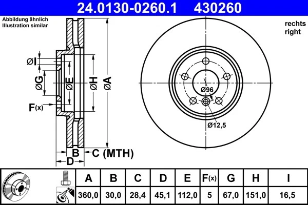 ATE 2X DISCOS DE FRENO Ø 360 Ventilados Para BMW 1ER X2 MINI Mini Clubman - Imagen 1 de 1