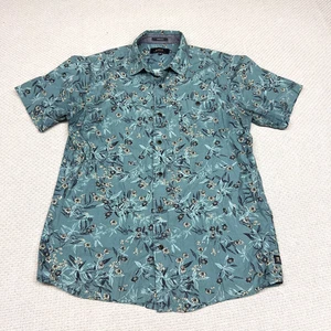 Camisa Roark Para Hombre Mediana Azul Floral Abotonada Hawaiana Playa Informal - Imagen 1 de 7