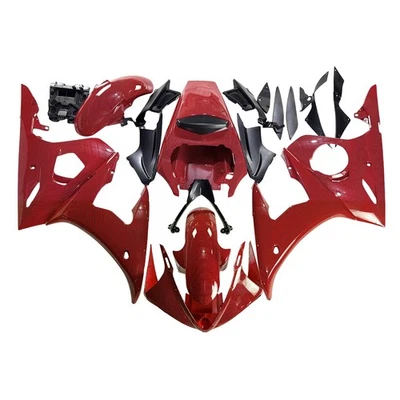 Carenagem efeito carbono vermelho para carroceria Yamaha YZF600 R6 2003 2004 2005 R6S 06-09 - Imagem 1 de 4