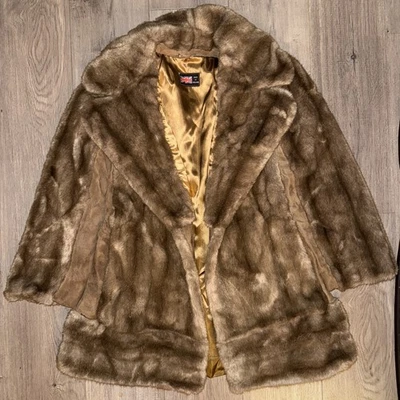 Vintage London Leathers by Lilli Ann Faux Fur Leather Jacket Coat Brown Size S/M - Image 1 of 4