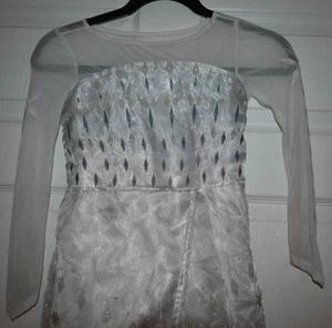 Disney Frozen Girls White Dress SZ 5 - Picture 1 of 6
