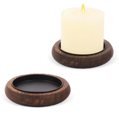 New Best Wood Candle Holder Farmhouse Decor Wooden Pillar Candles Tray for Table - Image 1 of 4