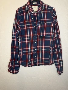 Abercrombie & Fitch Muscle Fit Grunge Button Down Shirt Mens LARGE Plaid - Picture 1 of 5