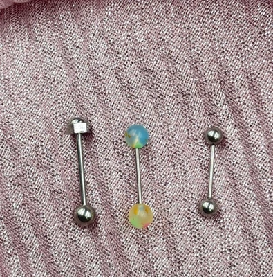 Set 3 Piercing Lingua in Acciaio Chirurgico – Anallergici, Unisex - Immagine 1 di 4