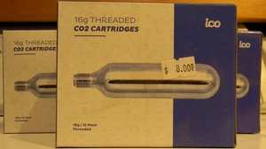 ICO 10 Stück, 16g Gewinde CO2 Kartuschen für Fahrrad Reifenfüller, MTB & Rennräder, - Bild 1 von 8