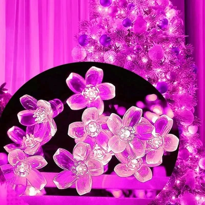 FULLBELL Pink LED String Lights 33ft 100 Bulbs - Waterproof Flower Fairy Ligh... - Image 1 of 4