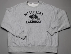 Wellesley Sweatshirt Mens 2XL Gray College Lacrosse Crewneck Reverse Weave - Picture 1 of 7