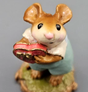 Wee Forest Folk Be Mine Green 1999 Valentine Boy Holding Candy Box - Picture 1 of 9