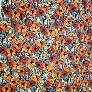 Susan Winget Fabric Cotton Floral 180x44 Orange Red Poppies Premium Sewing - Picture 1 of 19