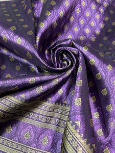 Twilight Purple Thai-Laos Silk Damask Traditional Fabric BTY Formal Skirts Dress - Picture 1 of 5