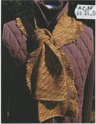 K1C2 Knit One Crochet Too Knitting Pattern 1658 Diagonal Lace Scarf - Image 1 of 2