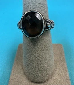 Vintage VH Effy Sterling Silver & 18k Smoky Topaz Ring - size 7 - Picture 1 of 6