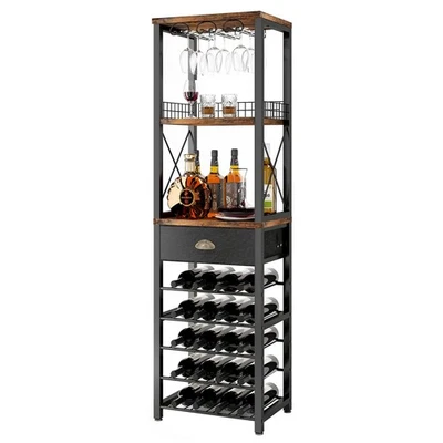 Wine Rack Freestanding Floor, Bar Cabinet for Liquor and Glasses, 4-Tier bar ... - Изображение 1 из 4