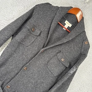 Diesel Wool Cardigan Sweater Gray Mens Medium Chore Buttons Chunky Knit Pockets - Picture 1 of 9