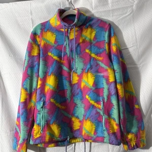 ALAB  Men's Medium Colorful Fleece 1/4 Zip Jacket Y2K, Retro, Vintage - Picture 1 of 8