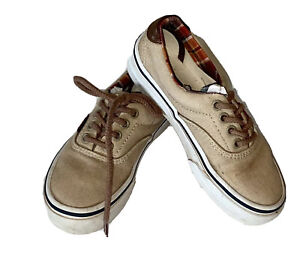 VANS OFF THE WALL Tan & brown Canvas Lace up Size 11 Toddler Kids Shoes