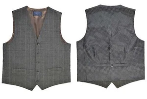 Classic Wool Handle Traditional Herringbone Check Style Tweed Waistcoat - Picture 1 of 1