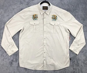 Howler Bros Gaucho 2XL Shirt Ivory Long Sleeve Snap Vented Swan Valley Monster - Picture 1 of 20