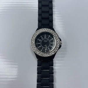 Reloj F Vivani Japón Plata Cristales Negro Mate K2050 Accutime Acero Inoxidable Funciona - Imagen 1 de 7