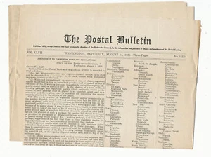 15 - US POSTAL BULLETIN, AUG 14, 1926. In Good Condition! - Picture 1 of 1