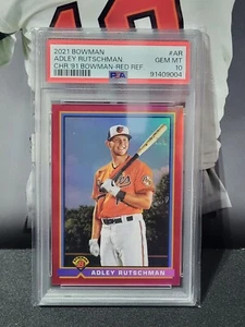 2021 Bowman Adley Rutschman CHR 1991 Bowman Red Refractor 🚨 3/5 🚨 PSA 10 🚨 - Foto 1 di 3