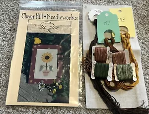 FOLK ART SUNFLOWER - CLOVER HILL NEEDLEWORKS STITCH PATTERN + FABRIC & DMC FLOSS - Picture 1 of 5