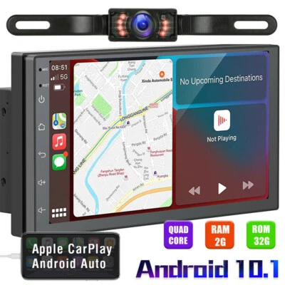 7 Inch Android 11 Double 2DIN Car Radio Stereo CarPlay GPS 2+32GB BT WiFi+Camera - Image 1 of 4