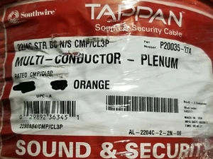 Cable de seguridad/control varado Southwire/Tappan 22/4C naranja pleno/100 ft - Imagen 1 de 6